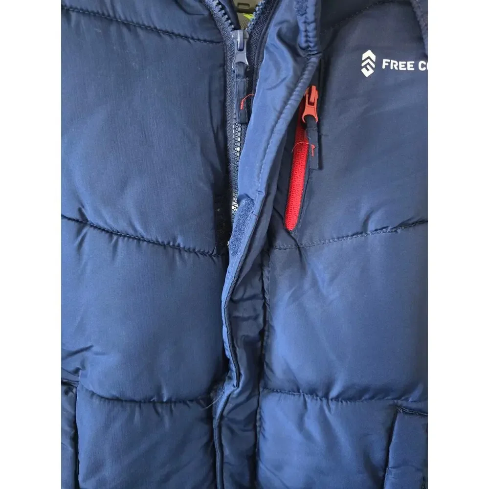 Free Country Fleece Lined Puffer Zip Up Hooded Jacket Boys Size 10-12